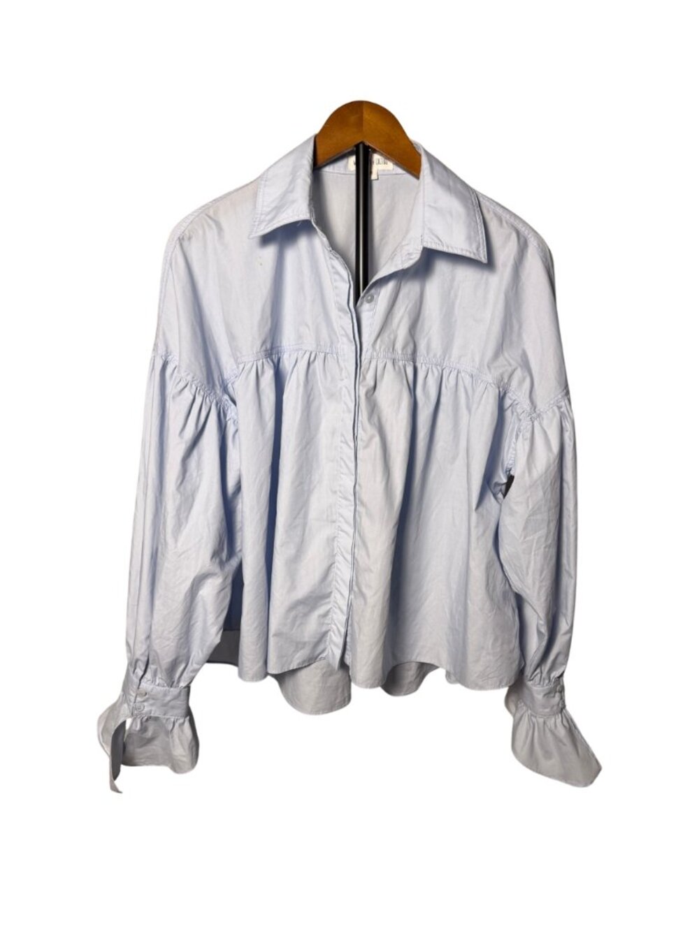 Whiteroom + Cactus Blue Oversized Ruffle Sleeve Blouse Medium